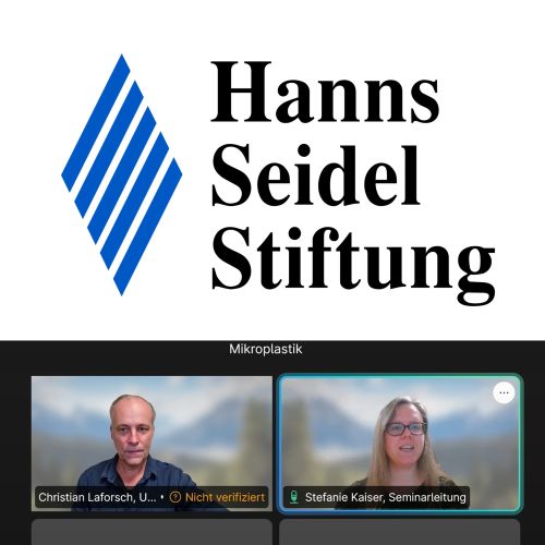 Logo of Hans Seidel Stiftung eV and screenshot of the online  lecture
